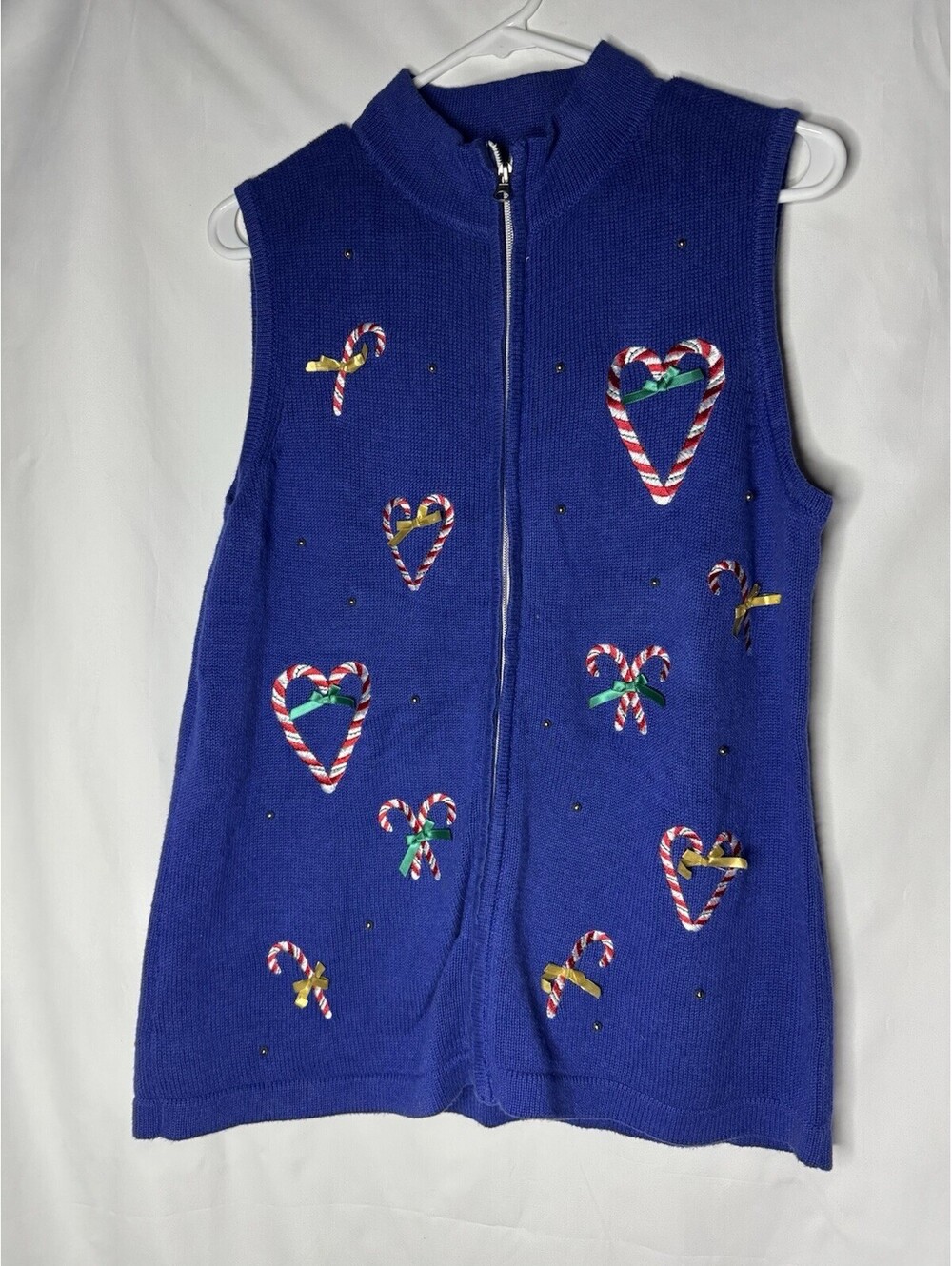 NouveauX UGLY Christmas Vest Candy Canes Bows Large Vintage